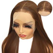 250% Density 26 Inches Brown Straight 13x4 Lace Front Wigs Long Chocolate Brown Straight Heat Resistant Hair Wigs For Women Mocha Brown Silky Straight Synthetic Fiber Glueless Hairpiece Wigs 13*4 HD Transparent Lace Frontal Wig Brown Straight Hair Wigs - Chocolate Brown - View 2