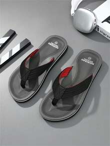 Men's Fashionable Casual Flip Flops, Comfortable Indoor/Outdoor Beach Slippers, Summer - Light Grey - View 3