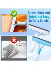1pcs Shower Squeegee For Glass Door, 2025 Upgrade Multi-Purpose Squeegee For Shower Glass, 3 In 1 Spray Function, Scrape And Microfiber Window Scrubber, All-Purpose Window Cleaner Tool (Blue) - Xanh và trắng - Xem 5