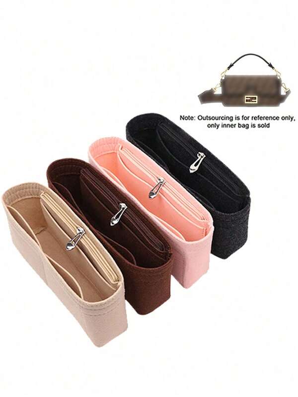 1 حقيبة تخزين بطانة من الشعر الاصطناعي، حقيبة منظم بسيطة متوسطة الحجم، حقيبة تجميل للتخزين، 1 منظم محفظة مع جيوب، حقيبة صغيرة ذات شكل مميز لتحويل حقيبة الكتف إلى حقيبة متقاطعة الجسم