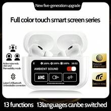 Touch Screen Earphone Noise Cancellation Bluetooth Earphones Bluetooth 5.4 Full Color Display Earphone With Double Mic 300mAh Charging Case Compatible With IPhone Smartphones Bluetooth Wireless Sports Earbuds With Touch Control - HiFi Stereo, Mic & Apple Compatibility ,Birthday Gift,Halloween Gift - 白色 - 查看 10