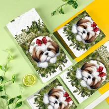 2/4 Pcs Set, Cute Puppy Pattern Printed Dish Towels, Christmas, Super Absorbent Microfiber Modern Towels For Cooking And Baking, Printed Dishcloths, Cleaning Rags, Hand Towels, Tea Towels, Super Soft And Highly Absorbent, Great Gift For Neighbors, Moms, Friends, Birthday, Christmas, Christmas Decor, Housewarming, Kitchen Accessories, Kitchen Decor, Everyday Essentials - Multicolor - View 12