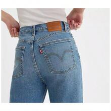 Levi's Ribcage Jeans Women 26 Dance Around Denim Full Length Straight Leg DDR147 - 藍色 - 查看 4