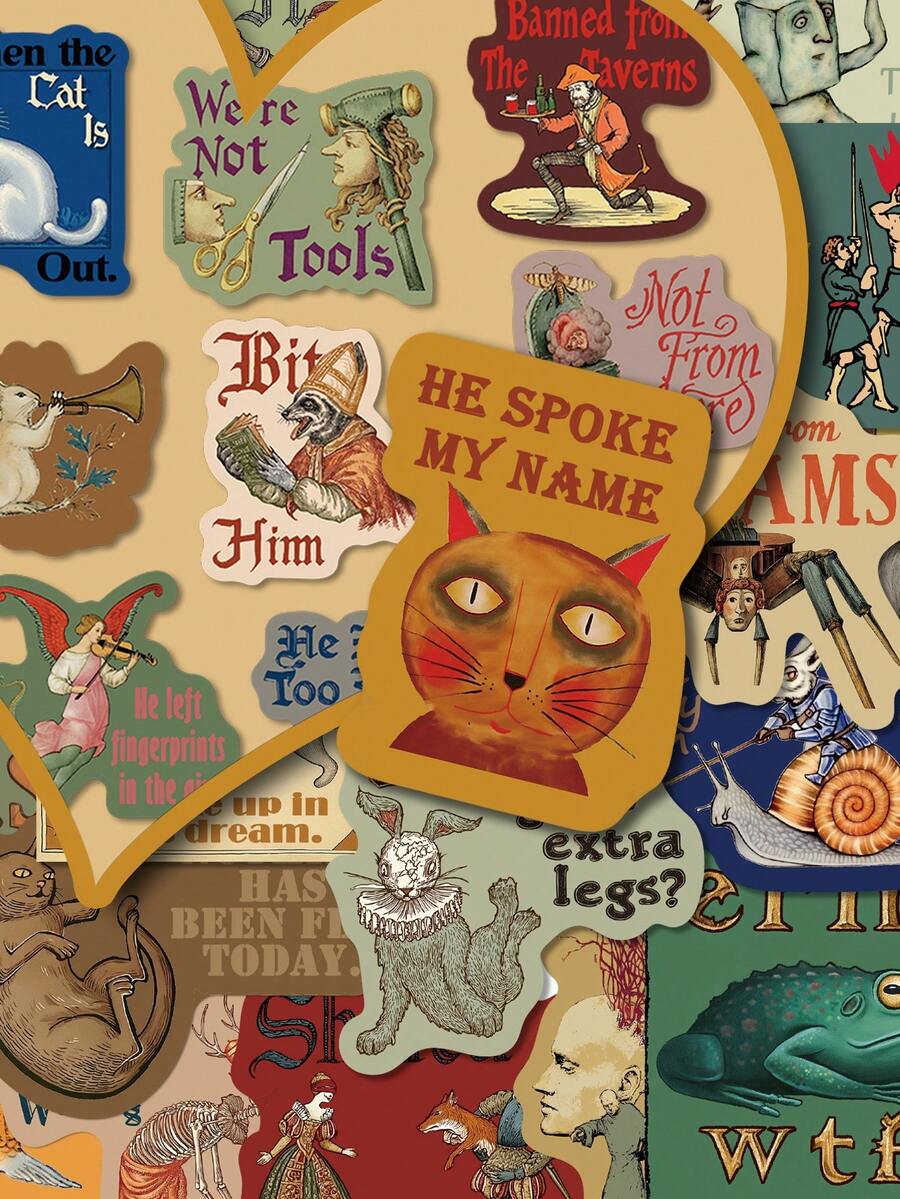 50 miếng dán trừu tượng kỳ lạ thời trung cổ bí ẩn họa tiết hoạt hình sáng tạo cá nhân hóa dùng để trang trí sổ lưu niệm DIY, hoàn hảo để trang trí bình nước, máy tính xách tay, đàn ghi-ta, sổ kế hoạch, đồ dùng học tập và các vật dụng cho ngày tựu trường - Nhiều màu - Xem 1