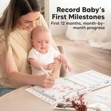 First 5 Years Baby Memory Book Girl, Boy - 90 Pages Hardcover First Year Milestone Keepsake Book, Newborn Scrapbook For New Parents, Minimalist Photo Album Journal, Gift For Baby Shower (SeaWorld) - 海洋世界 - 查看 11