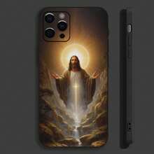Funda de Teléfono con Diseño de Dios Jesús Rezo Compatible con Apple  15,14,13,12,11,Pro,X,XS,Max,XR,Plus,Mini Funda Negra Suave, Compatible con Funda  17, Funda  17 Pro, Funda  17 Pro Max - z6 - Ver 4