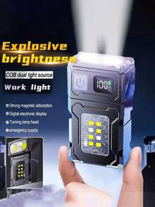 1/2/4 件装 USB 便携式可充电 LED 手电筒，7 合 1 COB 工作灯，带底座，USB 供电，带不锈钢夹子（含充电线），180 度旋转灯头，LED 电量指示灯，支持 USB 反接输出，便携式露营夹灯，带磁性底座的工业照明灯，强光束，适用于紧急情况。 - 多功能手電筒 - 查看 4