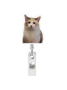 1pc Acrylic Cat Retractable Rotating Badge Reel, Nurse/Doctor ID Card Holder Keychain - Multicolor - View 6