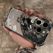 Funda de Teléfono a Prueba de Golpes con Patrón de Dragón Negro Creativo y Genial de Mitología China, Adecuada para Apple  14/15, 11, 12, 12 Pro, 12 PM, 13, 13P, 13 Pro Max, 14, 14 Pro, 14 Plus, 15, 15 Pro, 15 Plus, 15 PM, 16, 16 Pro, 16 Plus, 16 Pro Max - Un Regalo Adecuado para Todas las Estaciones - Colores mixtos - Ver 4