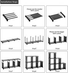 SOZOMO 12 Cubos Estantería de Alenamiento,Gabinete de Alenamiento,Estante Organizador Multsos Libros,Organizadores de Armario,Librero Organizador,para Libros,Ropa,Juguetes,etc (Negro) - negro - Ver 3