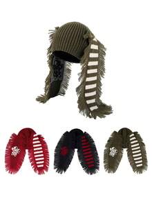 1pc Retro American Style Unisex Beanie Hat, Warm Knitted Cap With Cute Bear Ear Design, Suitable For Spring, Summer, Autumn, Winter Outdoor Activities, Daily Wear, Shopping Etc.