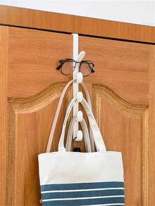 Vertical Multi-Functional Hook At The Back Of The Door, Non Perforated Storage Rack At The Back Of The Door, Bag Hook, Dormitory Wardrobe Bedside Hanging Clothes Hook, Hanging Clothes Hanger, Plastic Hook, Suitable For Bedrooms, Living Rooms, Dormitories, Bathroom Doors, Very Useful Household Items (White And Black)
