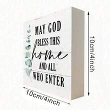 1 Piece, Wooden Christian Inspirational Box Logo, PVC Religious Desk Decoration, May God Bless This Home And Everyone Who Enters, Farmhouse Style Home Entrance Spiritual Art Decoration Ornament - Multicolor - View 5
