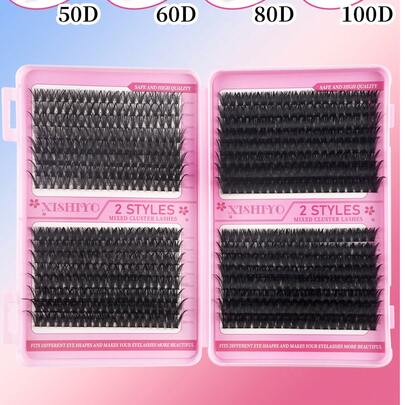 640pcs D-Curl Faux Eyelashes, Large Capacity False Eyelash Set, Beginner-Friendly, DIY Segmented False Eyelashes, Create Different Makeup Looks, Thick & Fluffy, Enlarging Eyes, Mixed Style DIY Lashes, Easy To Use, Soft & Natural, Lightweight & Portable, Reusable, Large Capacity, Convenient For Travel