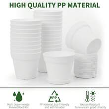 8/16 Sets Flower Pots With Tray For Plants, 6 In Thick Plastic Planters With Multiple Drainage Holes And Tray, Garden Containers Sets For Indoor & Outdoor House Plants, Seedling Starter Planters For Vegetable, Herbs, Garden Flowers (Black/White) - 白色 - 查看 3