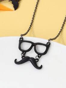 1 件锌合金黑色胡须形吊坠项链，适合女性在万圣节场合佩戴 - 均碼 - 查看 4