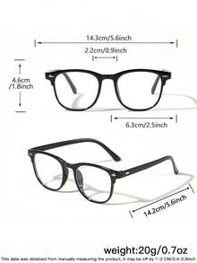 2 PCS Men's Retro Anti-Blue Light Glasses Square Fashion Non-Prescription Glasses For Daily Clothing Decor And Student Daily Use - nhiều màu - Xem 4