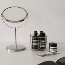 1 件多功能桌面浴室铁丝收纳篮，办公桌化妆口红收纳盒，家用厨房浴室护肤品架 - 銀色 - 查看 8