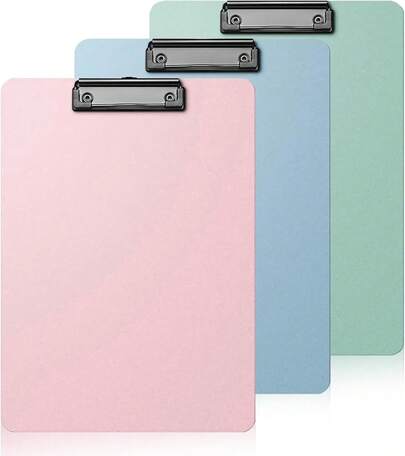 3PCS Plastic Clipboards, Multiple Colors Clip Board With Low Profile Metal Clip, Standard A4 Letter Size Clipboard For Office, Classroom, Nurse, Doctor, Clerk And Teacher