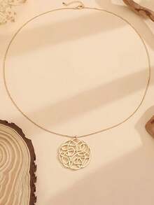 1 pièce Collier pendentif floral creux asymétrique en métal polyvalent haut de gamme minimaliste, convient pour le port quotidien et les vacances des femmes - sautoir - Voir 3