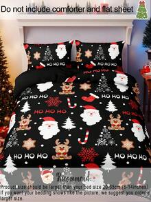 3 Stücke Weihnachts-Hirsch-Weihnachtsmann Digital bedruckter Tagesdecken-Set (1 Tagesdecke + 2 Kissenbezüge ohne Füllung) Tägliche Polyester-Chemiefaser, weich und hautfreundlich, geeignet für Schlafzimmer, Hauptschlafzimmer, Gästezimmer und Nebenschlafzimmer das ganze Jahr über - Verschiedenfarbig - Übersicht 7
