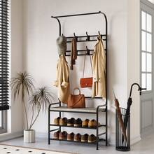 CuteHairy Industrial Hall Tree With Bench & Shoe Storage Coat Rack Shoe Bench With 9 Hooks - Grey - View 5
