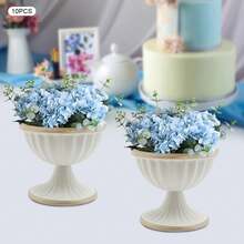 10 Pcs Gold Flower Arrangement Pots, 3.7 Inch Small Metal Vase For Centerpiece Table Decor, Fluted Metal Vase Set Of 10,Ready-To-Use Centerpiece Decor For Wedding & Party,Wedding/Party/Home Decor, Bright Golden & White Gold - 白金 - 查看 9