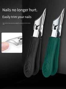 25 Degree Slanted Tip Thick Nail Clipper, Sharp & Durable Nail Scissors, Suitable For Ingrown Nails, Extra Sharp Stainless Steel Nail Clippers For Elderly, Men & Women, Green And Black Colors