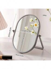 1 Piece Light Luxury Desktop Makeup Mirror, Oval 360° Rotatable Vanity Mirror With Gold Metal Base & High-Quality Glass, For Countertop, Bedroom Decor, Bridal Makeup, Content Creators, Luxury Hotels - Ideal Gift For Valentine's Day, Housewarming, Anniversaries & Weddings