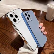 Electroplated Matte Acrylic Tempered Glass For IPhone Protective Case For 16 15 14 13 12 /Pro/Max, 2025 New Ultra-Thin Frosted Original Color Acrylic Phone Cover - 黑色 - 查看 5