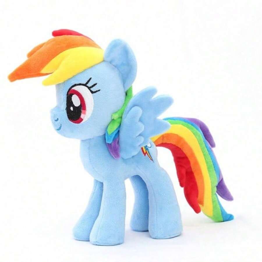 Hasbro 30 厘米我的小马驹毛绒动物玩偶,暮光闪闪萍琪派小蝶彩虹冲刺官方授权角色,适合女孩的柔软可拥抱毛绒玩具,适合女孩的理想生日假期可爱礼物 - 彩虹破折號 - 查看 1