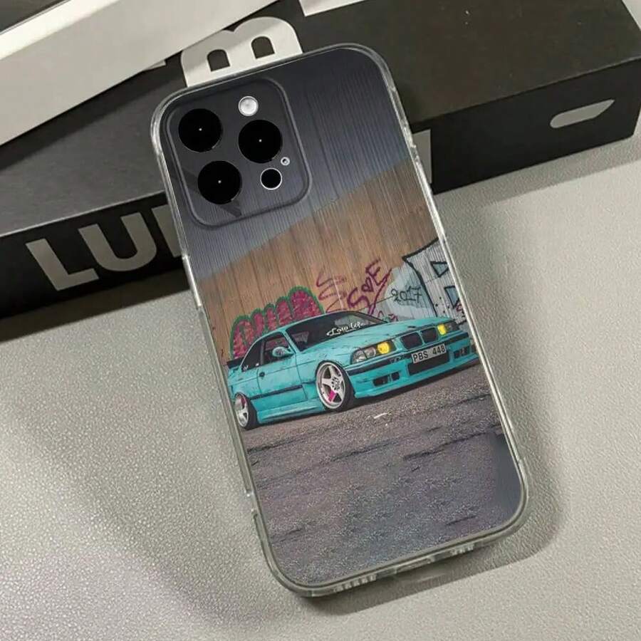 Car B-BMW E20 E30 E36 Phone Case Compatible With 16,15,14,13,12,11 Plus, Pro, Max, XR, XS, X, 7, 8 SE, Mini Transparent Silicone Soft Cover Compatible With 17 Pro Case, 17 Pro Max Case, 17 Case, 16 Pro Case - Z3 - 查看 1