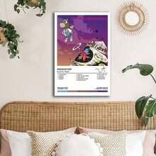 Framed 1pc Kanyee West Poster Graduation Album Cover Posters Rap Music Poster Wall Art Room Decor Print Canvas Posters For Room Aesthetic,Canvas Art Print Poster Decorative Pictures Home Aesthetic For Bedroom,Livingroom,Corridor,Office,Study,Cafe,Dining Room,Bathroom,Kitchen,Room Decor - 黑色 - 查看 3