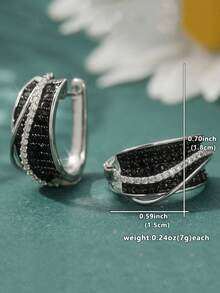 Cercei noi de lux la modă, sintetici, negri/albi, cu zirconiu zirconiu, potriviți pentru purtarea zilnică a femeilor și bijuterii de petrecere