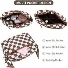 Small Crossbody Bags Checkered Purse For Women Nylon Shoulder Bag Cross Body Purse With Wide Strap  Cross Body Purse, Mini Crossbody Bags For Women Travel Purse, Shoulder Handbag Wallet With  Blocking Slots Quilted Wristlet Evening Cute Bag Charm For Gift - 格子焦糖 - 查看 5