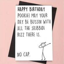 1 张幽默小人物生日贺卡，带信封，“POOKIE 生日快乐！祝你一切顺利。”，小人物做着有趣的动作，适合家人、朋友、同学生日装饰（12x17 厘米）/（4.72x6.7 英寸） - 彩色 - 查看 15