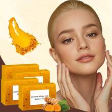 4/1pcs Turmeric Brightening Soap – Light Lemon Scent For Everyday Body Care - Yellow - View 8