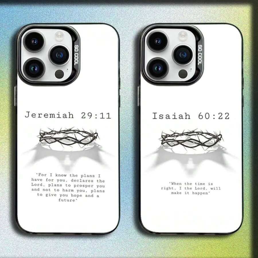 Custodia per telefono con citazioni bibliche di Isaia, Geremia, Salmi, Gesù, compatibile con 16, 15, 14, 13, 12, 11, Mini, Pro, E, MAX, in silicone opaco grigio e nero - Z3 - Visualizzare 1