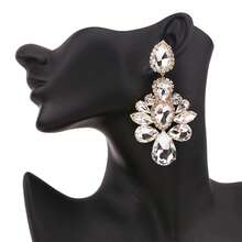 Hoa tai kẹp không xỏ khuyên, kẹp xích hợp kim đồng đính đá pha lê hàn thủ công nhiều hình dạng hình học nhiều màu sắc, thích hợp đeo hàng ngày - E1414Clip - Xem 17