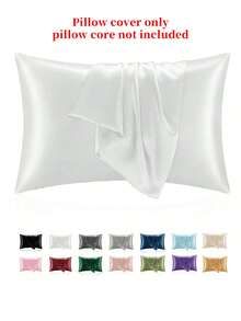 1 件丝滑缎面枕套，适合头发和皮肤，带信封密封卧室柔软枕套，超柔软、凉爽透气的枕套，未填充，可机洗，优质丝滑缎面枕套，适合标准大号 M L XL 枕头，20x26 20x30 20x36 20x40 英寸，酒店级丝滑枕套保护套