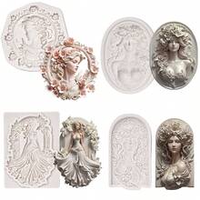 1 pieza Molde de silicona con marco floral de mujer, relieve femenino elegante - Molde de resina - Herramienta DIY para decoración del hogar - Molde para fundir joyas, arcilla, resina, yeso