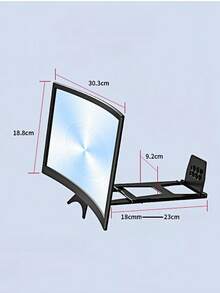 1pc 12-Inch Mobile Screen Amplifier, Providing High-Definition Amplification And Better Eye Protection! The Curved Screen Design Offers A Wide Field Of Vision, Which Is Suitable For Children To Watch As Well; It Comes With A Lazy-Person Mobile Phone Stand