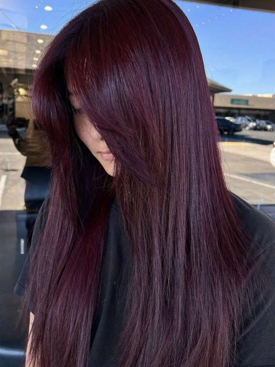 深 99j 勃艮第酒红色蕾丝前假发 13x4 真丝直发假发 蕾丝前假发 人发预拔巴西处女人发假发 酒红色 女士（16-30 英寸）万圣节服装