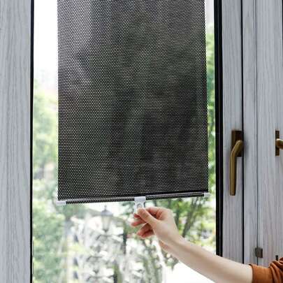 Cortina enrollable de protección solar con ventosas sin perforación para ventana, cocina, dormitorio, baño y coche, cortina opaca retráctil para decoración del hogar(Negro,Plata,40*60cm/45*125cm/50*125cm/68*125cm)