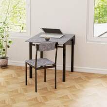 HOMCOM Dining Table Set For 2, 3-Piece Kitchen Table Set For 2, Folding Rectangular Dining Table With 2 Drop Leaves, 2 Chairs For Dining Room, Dinette, Breakfast Nook, Light Grey - Light Grey - View 7