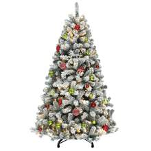 7.5ft Prelit Snow Flocked Artificial Full Christmas Tree With 1550 Branch Tips And Foldable Base For Home - 美規A型插(110-127V) - 查看 8