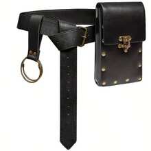1 Set Of 3 Solid Color Waist Pouch, PU Leather Skirt Clip, Suitable For Medieval Renaissance Cosplay And Daily Wear