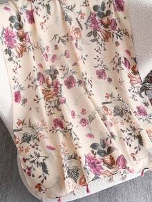 1pc Women's Retro Printed Scarf Shawl - Made Of Polyester, Non-Stretch, Lightweight & Breathable, Windproof & Sun-Proof, Casual Weekend Accessory, Hand Washable, Feather-Free, Suitable For Outdoor & Beach Wear. - Retro White and Pink - View 4