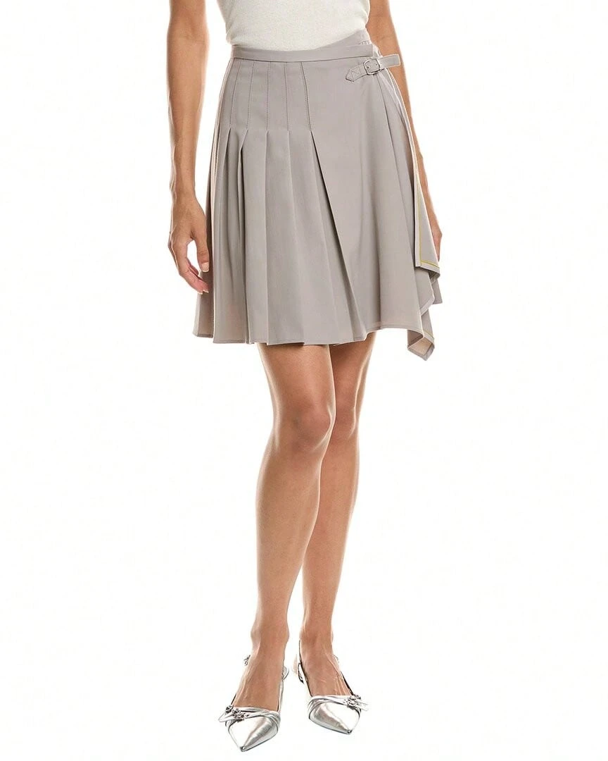 Derek Lam 10 Crosby Vittoria Pleated Wool-Blend Skirt - Xám - Xem 1