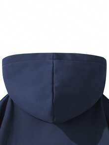 Áo hoodie lông cừu ấm áp dành cho nam, màu trơn đơn giản, cổ tay áo co giãn, thiết kế nút cổ điển, thoải mái khi mặc. - Màu xanh hải quân - Xem 5